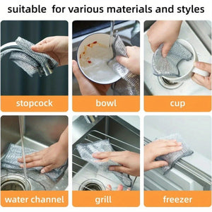 1/2/4/10/12pcs Magic Cleaning Cloth Thickened Double sided Metal Steel Wire Rags Kitchen Dish Pot Wash dishing Cloths Towel Clean Tools