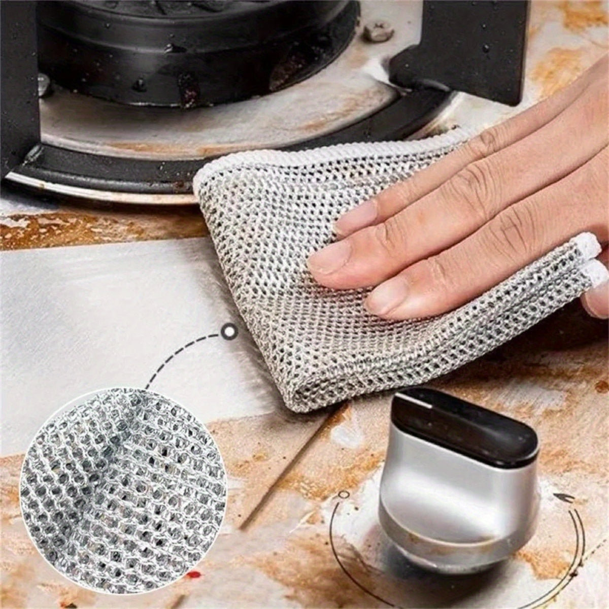 1/2/4/10/12pcs Magic Cleaning Cloth Thickened Double sided Metal Steel Wire Rags Kitchen Dish Pot Wash dishing Cloths Towel Clean Tools