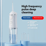 Nuevo limpiador eléctrico bucal portátil con irrigador dental de mano, alta frecuencia de pulsos, limpieza profunda, alta presión de agua, tanque de agua grande, 3 modos de limpieza, 4 boquillas, recargable por USB, inicio con un solo toque, impermeable I