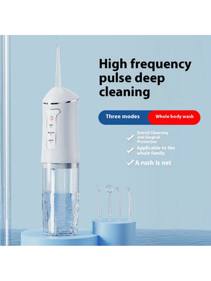 Nuevo limpiador eléctrico bucal portátil con irrigador dental de mano, alta frecuencia de pulsos, limpieza profunda, alta presión de agua, tanque de agua grande, 3 modos de limpieza, 4 boquillas, recargable por USB, inicio con un solo toque, impermeable I