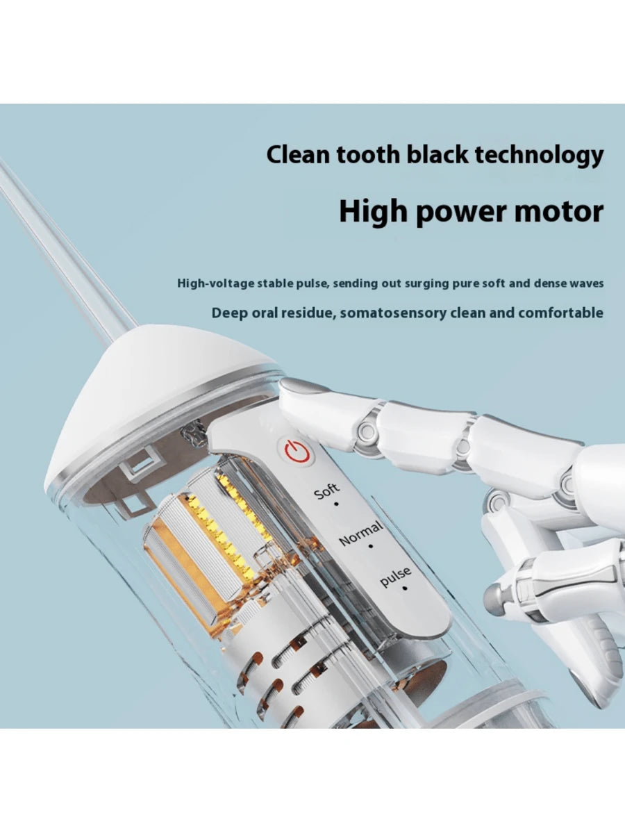 Nuevo limpiador eléctrico bucal portátil con irrigador dental de mano, alta frecuencia de pulsos, limpieza profunda, alta presión de agua, tanque de agua grande, 3 modos de limpieza, 4 boquillas, recargable por USB, inicio con un solo toque, impermeable I