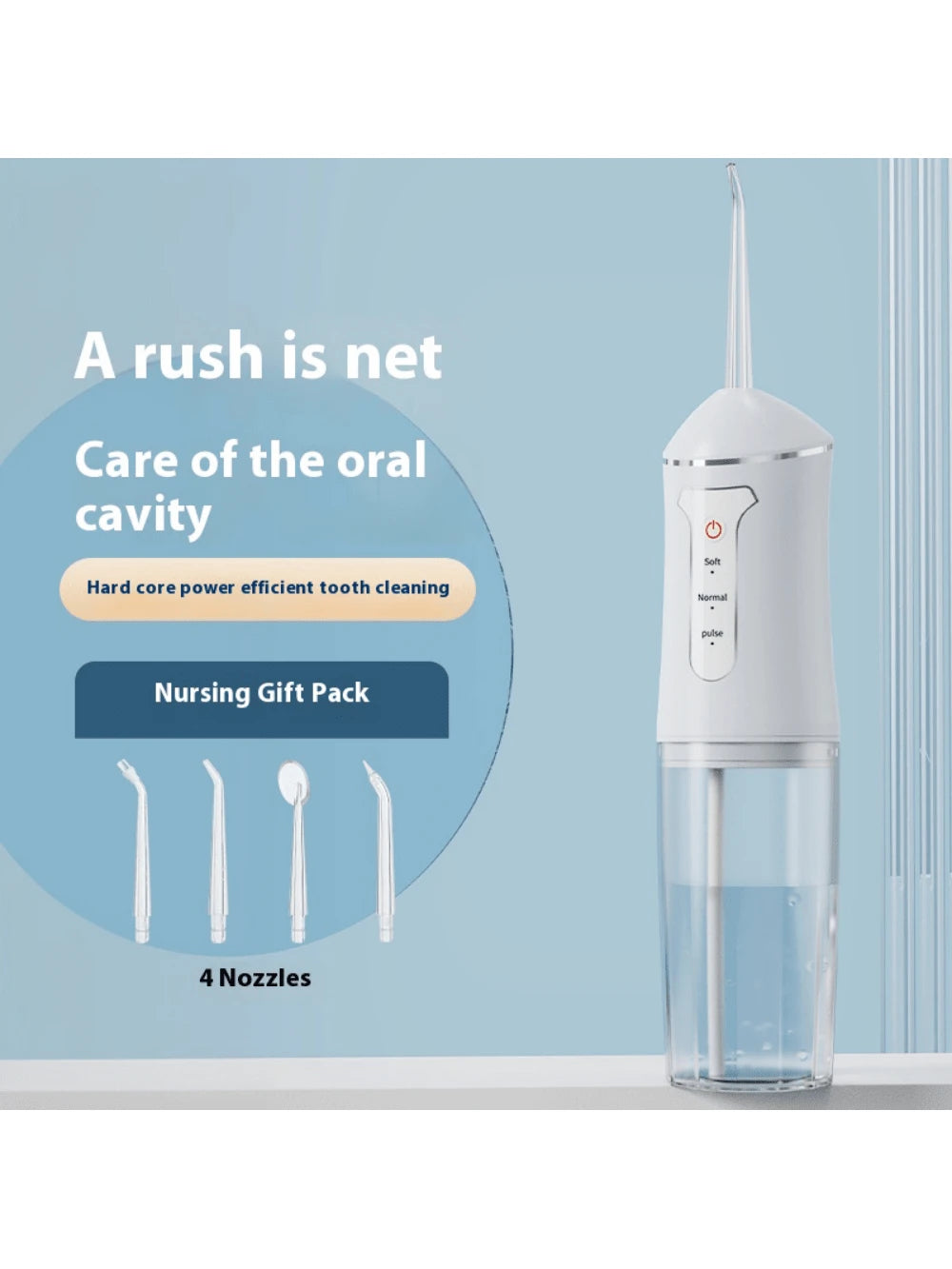 Nuevo limpiador eléctrico bucal portátil con irrigador dental de mano, alta frecuencia de pulsos, limpieza profunda, alta presión de agua, tanque de agua grande, 3 modos de limpieza, 4 boquillas, recargable por USB, inicio con un solo toque, impermeable I