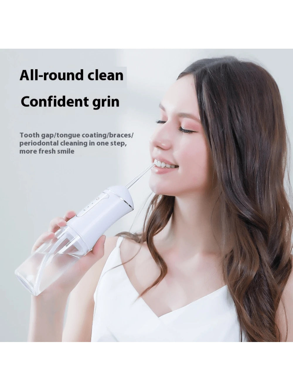 Nuevo limpiador eléctrico bucal portátil con irrigador dental de mano, alta frecuencia de pulsos, limpieza profunda, alta presión de agua, tanque de agua grande, 3 modos de limpieza, 4 boquillas, recargable por USB, inicio con un solo toque, impermeable I