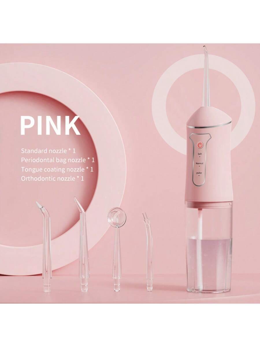 Nuevo limpiador eléctrico bucal portátil con irrigador dental de mano, alta frecuencia de pulsos, limpieza profunda, alta presión de agua, tanque de agua grande, 3 modos de limpieza, 4 boquillas, recargable por USB, inicio con un solo toque, impermeable I