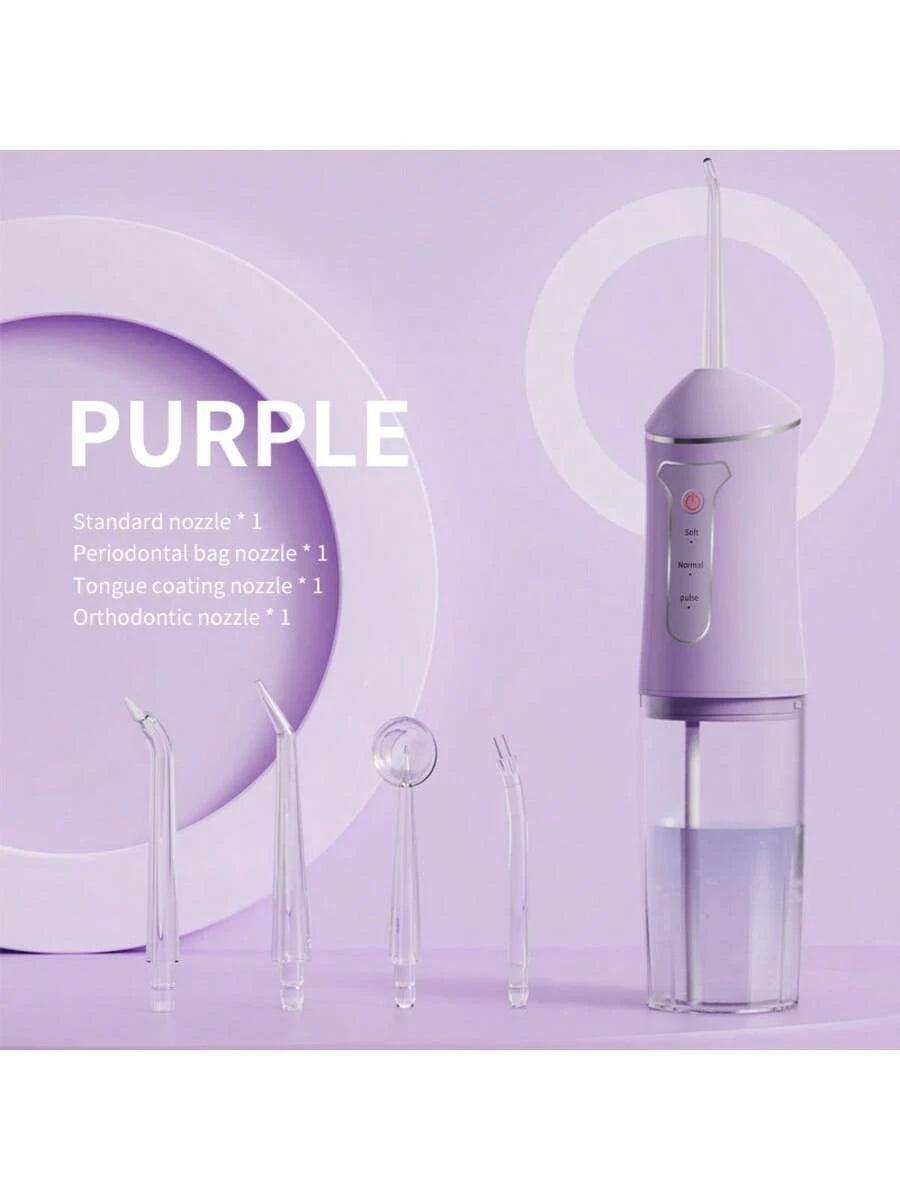 Nuevo limpiador eléctrico bucal portátil con irrigador dental de mano, alta frecuencia de pulsos, limpieza profunda, alta presión de agua, tanque de agua grande, 3 modos de limpieza, 4 boquillas, recargable por USB, inicio con un solo toque, impermeable I