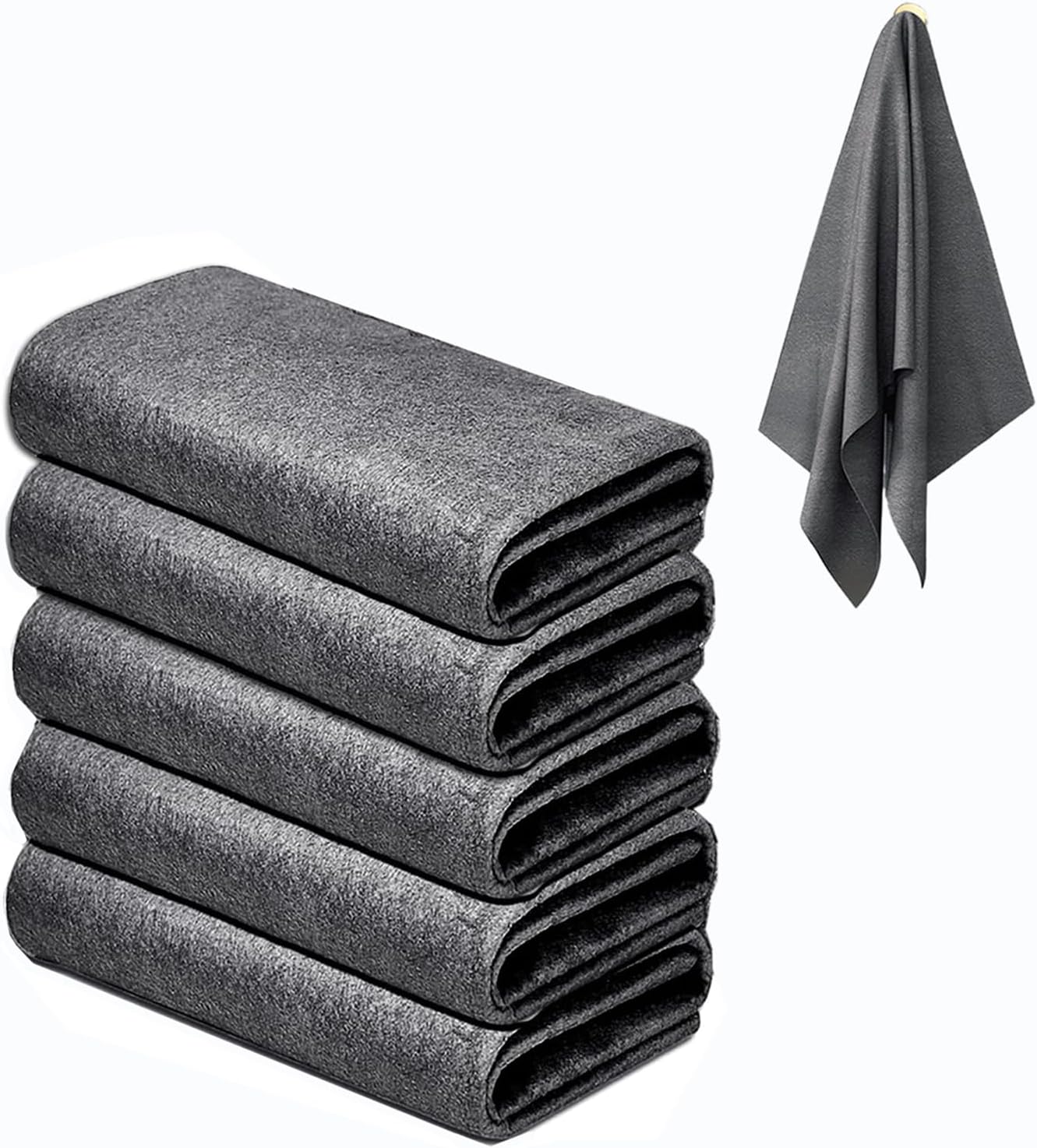 BOOLUU - 5 paños mágicos reales de 9 x 7 pulgadas, paño de limpieza mágico grueso de microfibra para espejo, vidrio, ventanas y coches