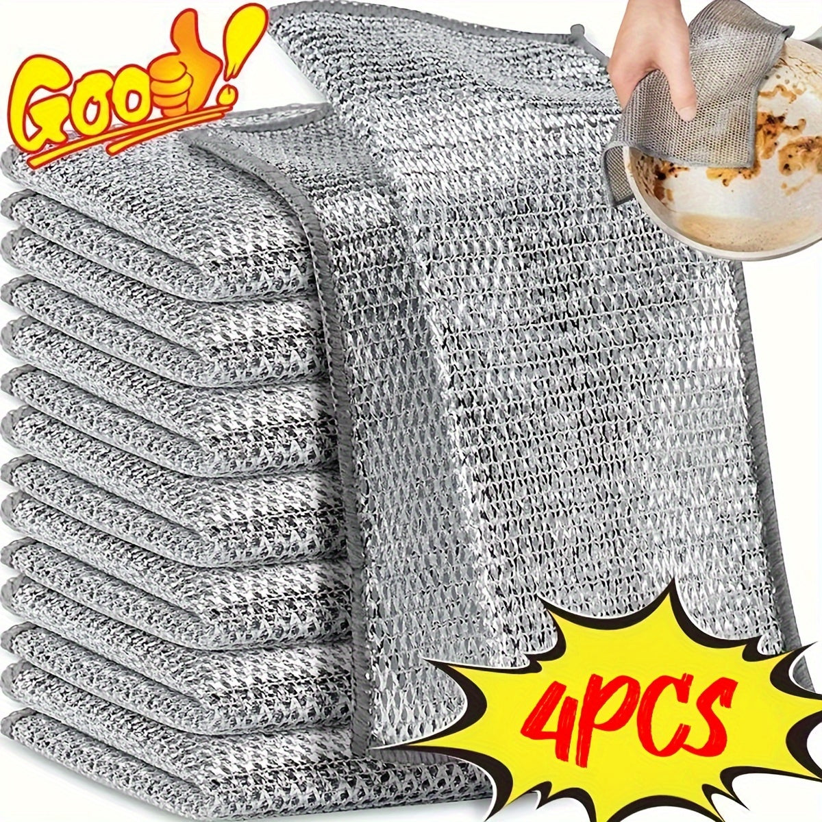 1/2/4/10/12pcs Magic Cleaning Cloth Thickened Double sided Metal Steel Wire Rags Kitchen Dish Pot Wash dishing Cloths Towel Clean Tools