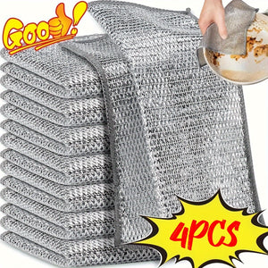 1/2/4/10/12pcs Magic Cleaning Cloth Thickened Double sided Metal Steel Wire Rags Kitchen Dish Pot Wash dishing Cloths Towel Clean Tools