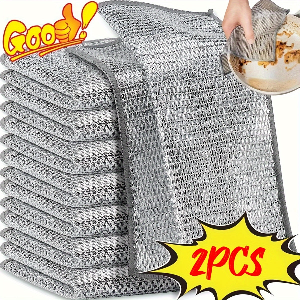 1/2/4/10/12pcs Magic Cleaning Cloth Thickened Double sided Metal Steel Wire Rags Kitchen Dish Pot Wash dishing Cloths Towel Clean Tools