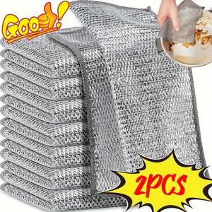 1/2/4/10/12pcs Magic Cleaning Cloth Thickened Double sided Metal Steel Wire Rags Kitchen Dish Pot Wash dishing Cloths Towel Clean Tools