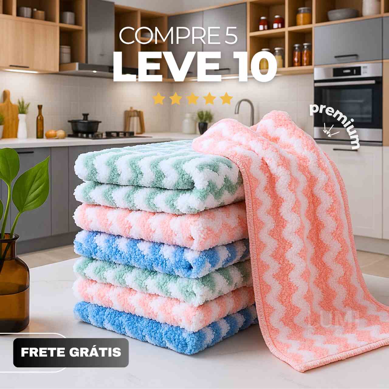(Compre 5 Leve 10) Panos Mágicos® - Limpeza Perfeita Premium Chef Atoalhado - Brinde Exclusivo 🏆