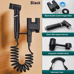 Handheld Bidet Sprayer for Toilet 1-In-2-Out Dual Control Valve Mini Gun gray Dual Control Faucet Hand Shower Bidet for Toilet