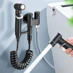 Handheld Bidet Sprayer for Toilet 1-In-2-Out Dual Control Valve Mini Gun gray Dual Control Faucet Hand Shower Bidet for Toilet