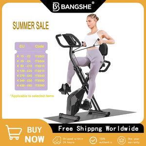 Bicicleta ergométrica dobrável de resistência de 8 níveis com sensores de frequência cardíaca e display LCD para sessões de treinamento físico de ciclismo interno