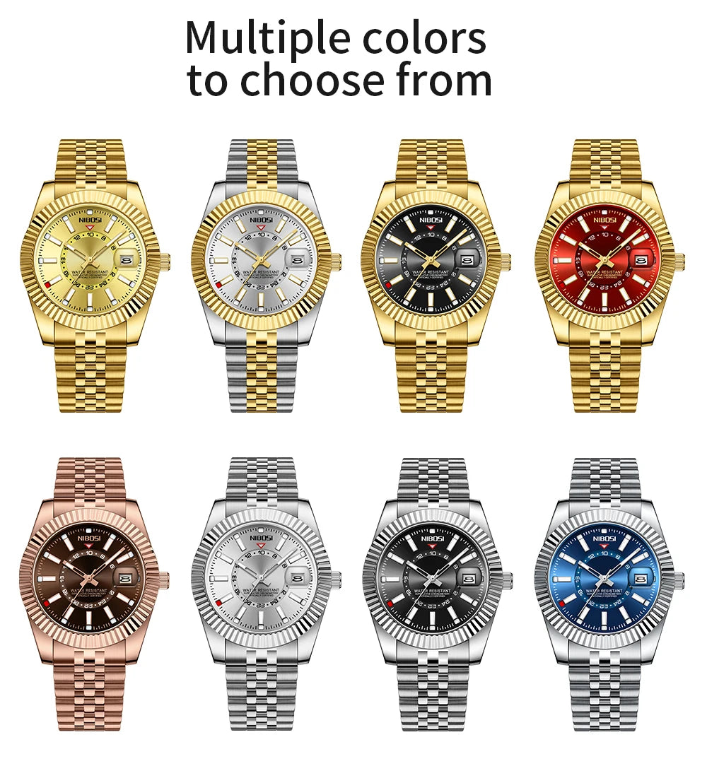 Reloj de buceo NIBOSI de lujo a la moda para hombre, reloj de fecha resistente al agua 30ATM, relojes deportivos, reloj de pulsera de cuarzo para hombre, reloj Masculino
