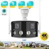 Câmera fixa panorâmica de lente dupla WIFI 2K 4MP 180 °   Grande ângulo de visão ao ar livre câmera IP 4K 8MP HD AI câmera de segurança humana ICsee