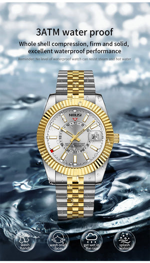 Reloj de buceo NIBOSI de lujo a la moda para hombre, reloj de fecha resistente al agua 30ATM, relojes deportivos, reloj de pulsera de cuarzo para hombre, reloj Masculino