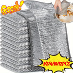 1/2/4/10/12pcs Magic Cleaning Cloth Thickened Double sided Metal Steel Wire Rags Kitchen Dish Pot Wash dishing Cloths Towel Clean Tools