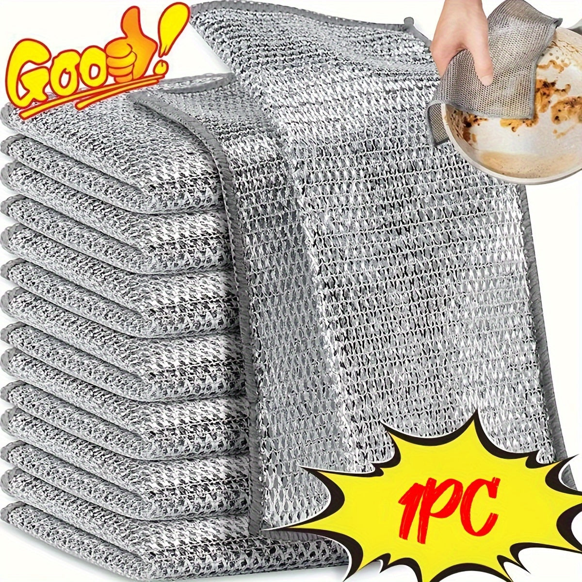 1/2/4/10/12pcs Magic Cleaning Cloth Thickened Double sided Metal Steel Wire Rags Kitchen Dish Pot Wash dishing Cloths Towel Clean Tools