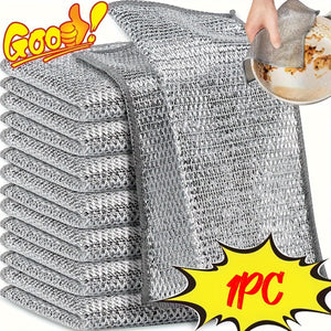 1/2/4/10/12pcs Magic Cleaning Cloth Thickened Double sided Metal Steel Wire Rags Kitchen Dish Pot Wash dishing Cloths Towel Clean Tools